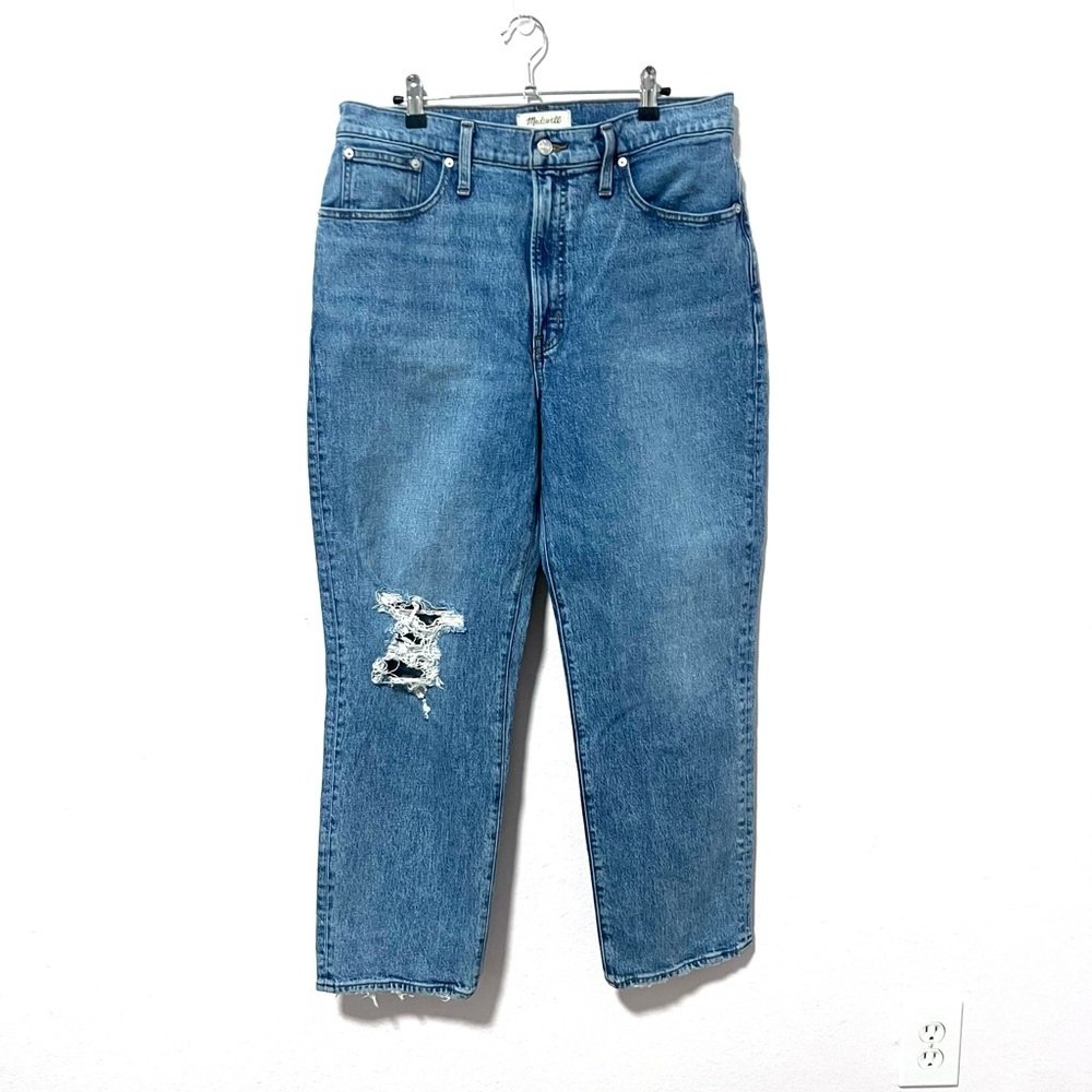 MADEWELL the perfect vintage straight vintage Blue Distressed‎ Jeans 31